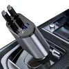 4-in-1 Retractable Fast Car Charger – Dual Cable & USB Charging