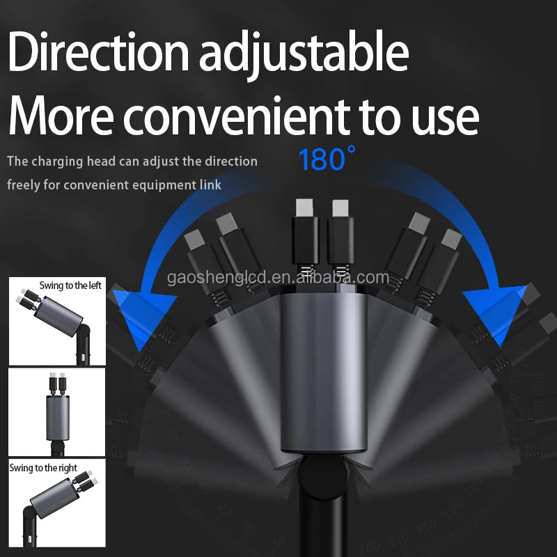 4-in-1 Retractable Fast Car Charger – Dual Cable & USB Charging