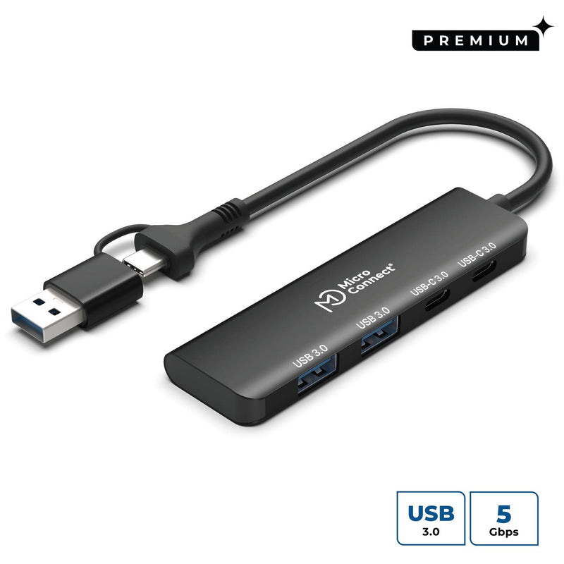 MicroConnect USB-C 4-port hub – 2x USB-A + 2x USB-C
