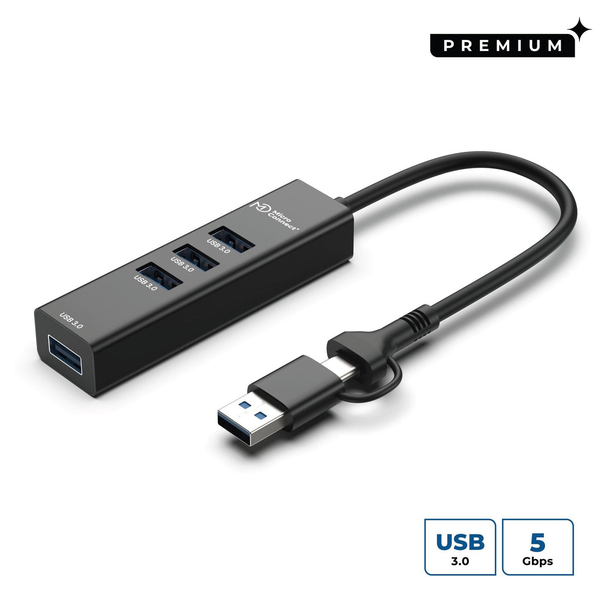 MicroConnect Premium USB 3.0 4-port hub