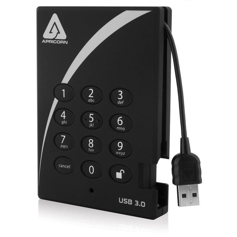Apricorn Aegis Padlock 500GB krypteret ekstern harddisk